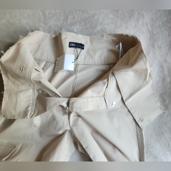 ZARA BELTED high waist GABARDINE PANTS (NWT) beige size L - Picture 16 of 16